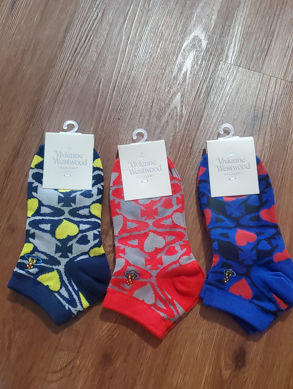 Vivienne Westwood Men’s Heart Pattern Ankle Socks - Navy, Gray, Red, Blue